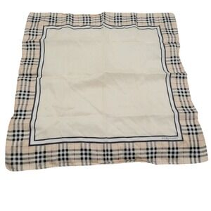 Burberry Nova Check Handkerchief Scarf Beige Vintage Pocket Square 18.5in